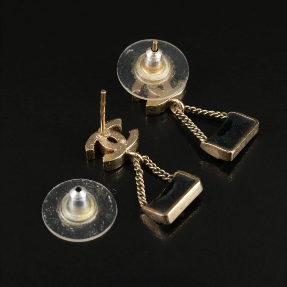 SOLD - Chanel Faux Pearl & Enamel Handbag Drop Earrings - Picture 5 of 10